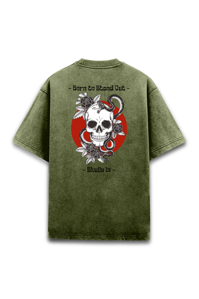 Skulls Acid Wash Oversized T-Shirts